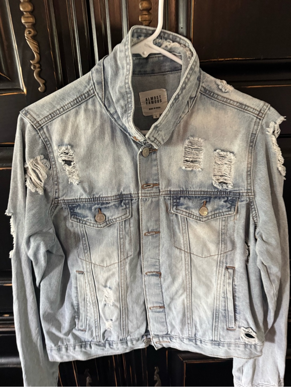 Almost Famous Light Blue Distressed Denim Jacket - Men